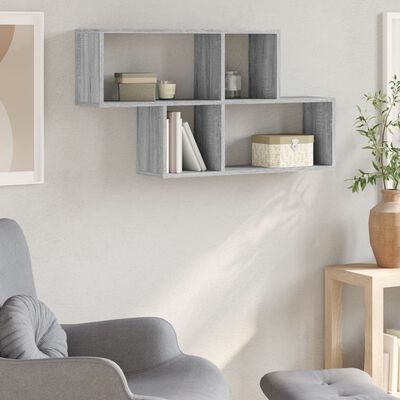 vidaXL Estante de pared madera ingeniería gris Sonoma 100x20x53 cm