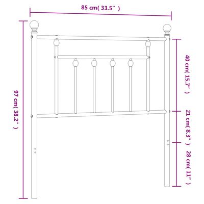 vidaXL Cabecero de metal blanco 80 cm