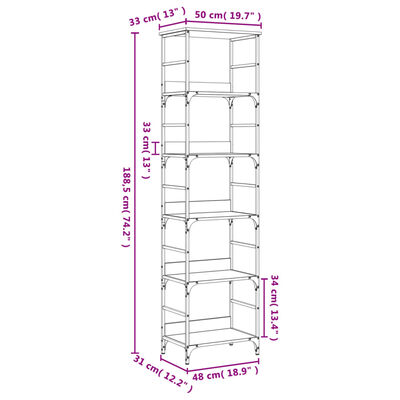 vidaXL Estantería de madera ingeniería roble Sonoma 50x33x188,5 cm