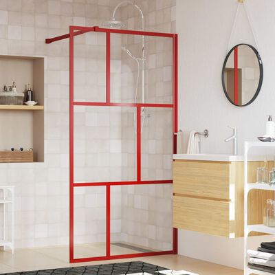 vidaXL Mampara puerta de ducha vidrio transparente ESG rojo 115x195 cm