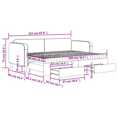 vidaXL Sofá cama nido con cajones tela gris taupe 80x200 cm