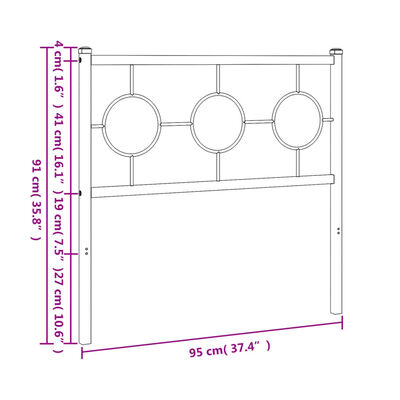 vidaXL Cabecero de metal negro 90 cm