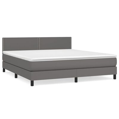 vidaXL Cama box spring con colchón cuero sintético gris 160x200 cm