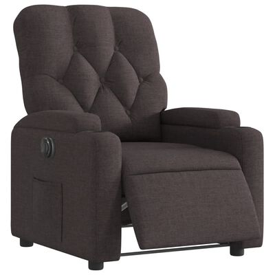 vidaXL Sillón reclinable eléctrico tela marrón oscuro