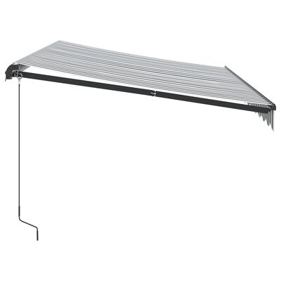 vidaXL Toldo retráctil manual gris antracita y blanco 350x250 cm