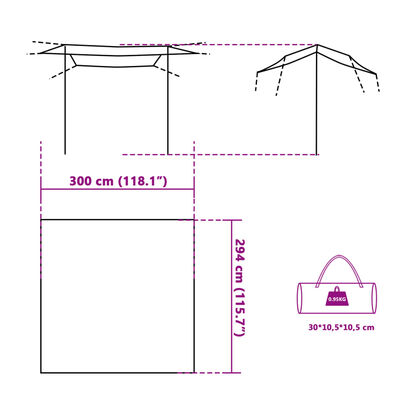 vidaXL Lona de camping impermeable verde 300x294 cm