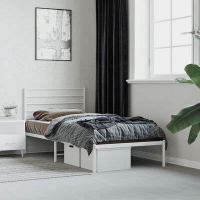 vidaXL Estructura cama sin colchón con cabecero metal blanco 90x200 cm