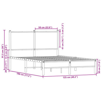 vidaXL Estructura de cama sin colchón metal marrón roble 120x190 cm