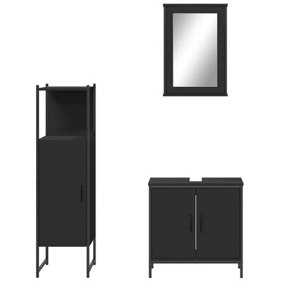 vidaXL Juego de muebles de baño 3 pzas madera contrachapada negro