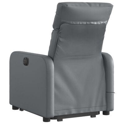 vidaXL Sillón de masaje elevable eléctrico cuero sintético gris