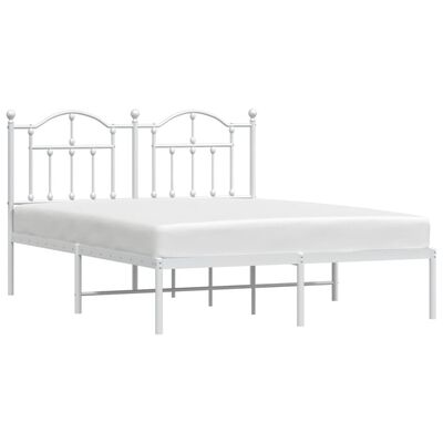 vidaXL Estructura de cama de metal con cabecero blanca 135x190 cm