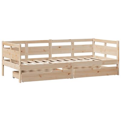 vidaXL Sofá cama con cajones madera maciza de pino 80x200 cm