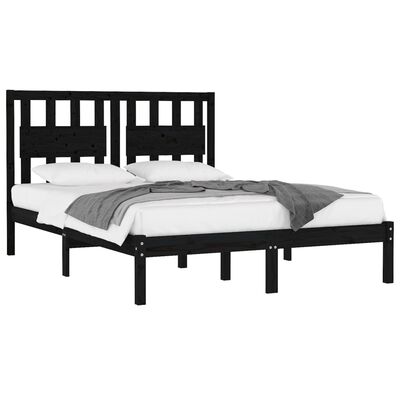 vidaXL Estructura de cama madera maciza de pino negro 135x190 cm