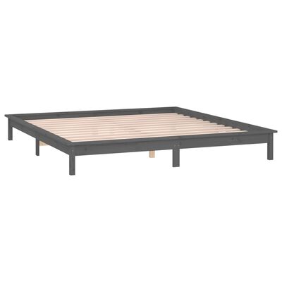 vidaXL Estructura de cama con LED madera maciza gris 160x200 cm