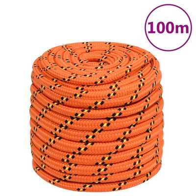 vidaXL Cuerda de barco polipropileno naranja 16 mm 100 m