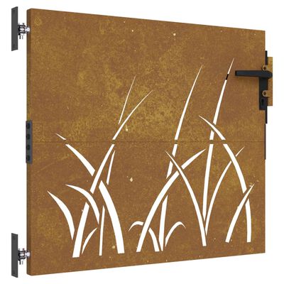 vidaXL Puerta de jardín acero corten diseño hierba 85x100 cm