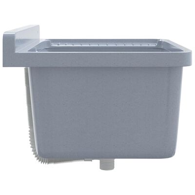 vidaXL Fregadero lavabo de pared resina gris 60x40x28 cm