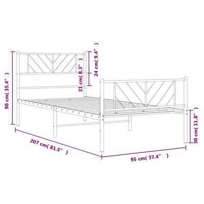 vidaXL Estructura cama sin colchón con estribo metal blanco 90x200 cm