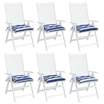 vidaXL Cojines de silla 6 uds tela Oxford rayas azul blanco 50x50x7 cm