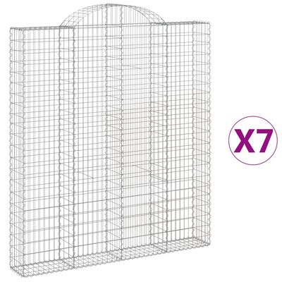 vidaXL Cestas de gaviones 7 uds forma de arco hierro 200x30x220/240 cm