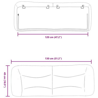 vidaXL Cabecero de cama acolchado cuero sintético blanco 120 cm