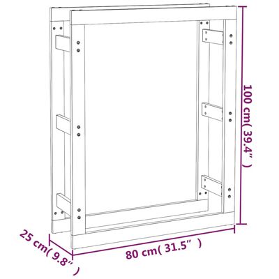 vidaXL Estante para leña madera maciza de pino negro 80x25x100 cm