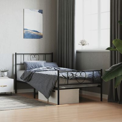 vidaXL Estructura cama sin colchón con estribo metal negro 90x190 cm