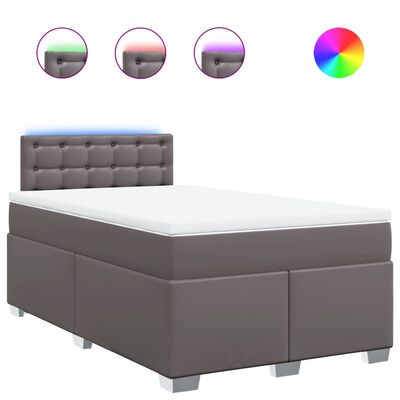 vidaXL Cama box spring con colchón cuero sintético gris 120x190 cm