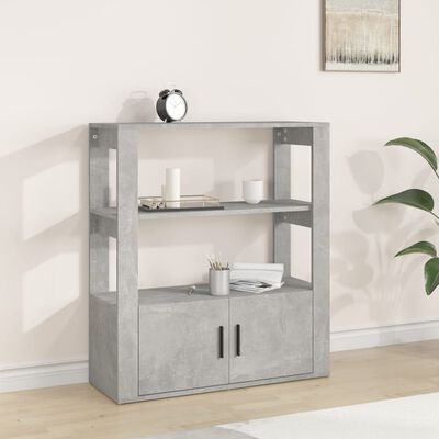 vidaXL Aparador de madera contrachapada gris hormigón 80x30x90 cm