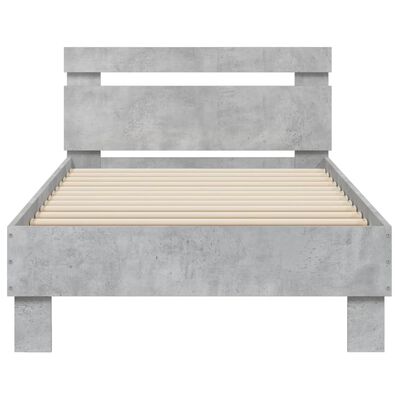 vidaXL Cama con cabecero madera de ingeniería gris hormigón 90x190 cm