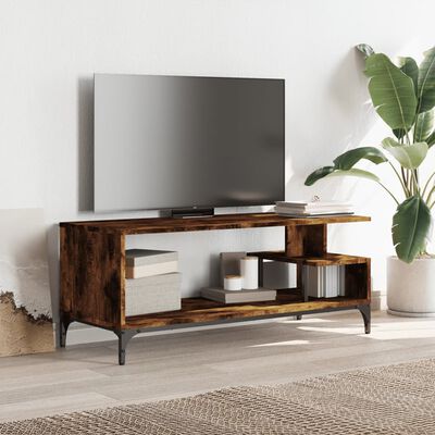 vidaXL Mueble de TV madera de ingeniería y acero negro 102x40x41 cm