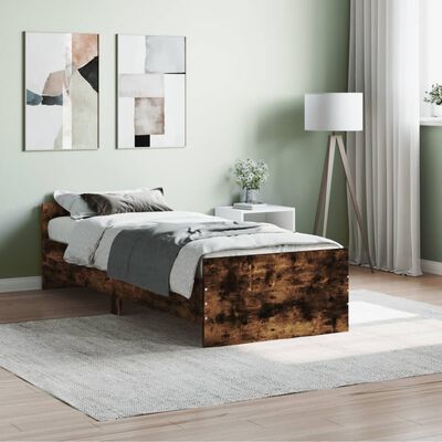 vidaXL Estructura cama sin colchón madera roble ahumado 75x190 cm