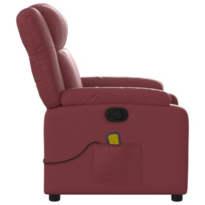 vidaXL Sillón de masaje reclinable cuero sintético rojo tinto