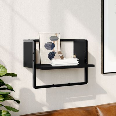 vidaXL Estante de pared con barra negro 40x25x30 cm