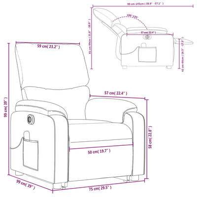 vidaXL Sillón de masaje elevable eléctrico cuero sintético gris