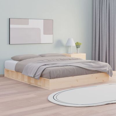 vidaXL Estructura de cama de madera maciza 140x200 cm