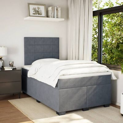 vidaXL Cama box spring con colchón terciopelo gris oscuro 120x200 cm