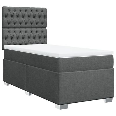 vidaXL Cama box spring con colchón tela gris oscuro 100x200 cm