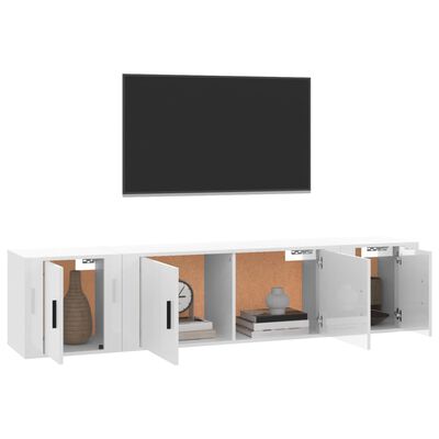 vidaXL Set de muebles de TV 3 pzas madera contrachapada blanco brillo