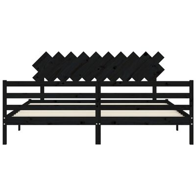 vidaXL Estructura de cama con cabecero madera maciza negro 200x200 cm