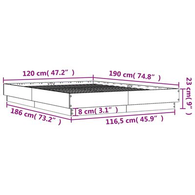 vidaXL Estructura de cama con luces LED gris Sonoma 120x190 cm