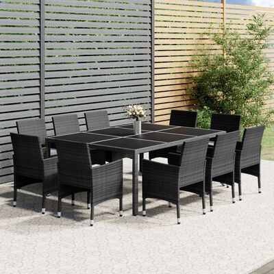 vidaXL Set de comedor de jardín 11 pzas ratán sintético gris