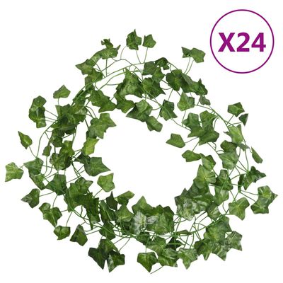 vidaXL Guirnaldas de hiedra de Navidad 24 unidades verde 200 cm