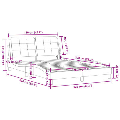 vidaXL Estructura cama cabecero cuero sintético negro blanco 120x200cm