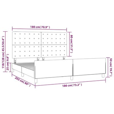 vidaXL Estructura de cama cabecero cuero sintético blanco 180x200 cm