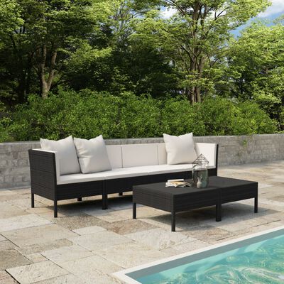 vidaXL Set de muebles de jardín 6 pzas y cojines ratán sintético negro