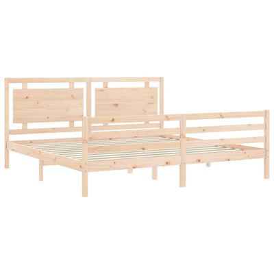 vidaXL Estructura de cama de matrimonio con cabecero madera maciza