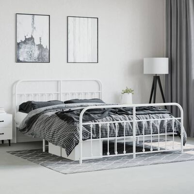 vidaXL Estructura cama sin colchón con estribo metal blanco 183x213 cm