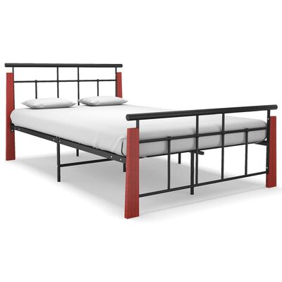 vidaXL Estructura de cama sin colchón metal madera de roble 120x200 cm