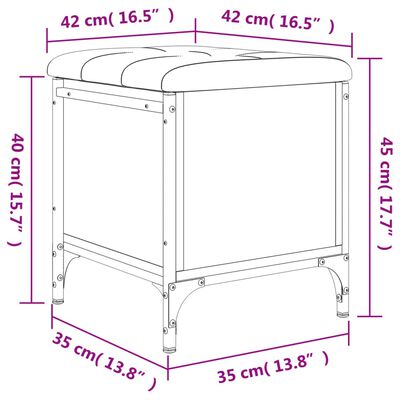 vidaXL Banco con almacenaje madera ingeniería roble ahumado 42x42x45cm